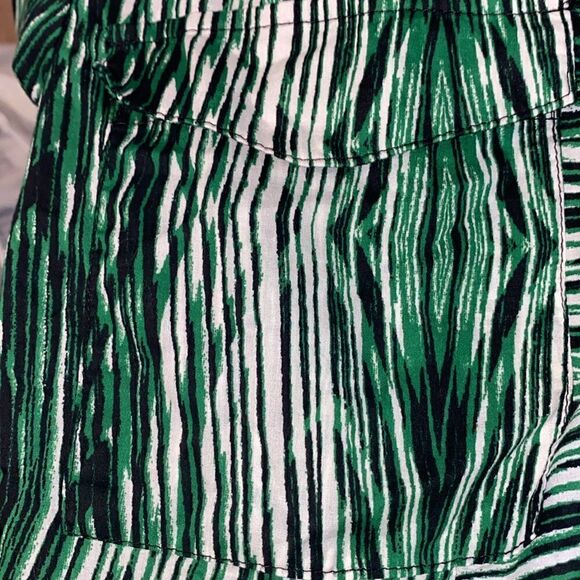 Like New Derek Lam Green White Black Woodgrain Cotton Button Down Shirt Dress - Picture 8 of 10